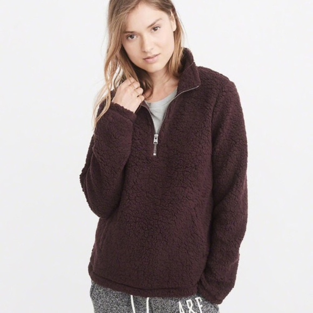 Abercrombie & Fitch Half Zip Sherpa Pullover